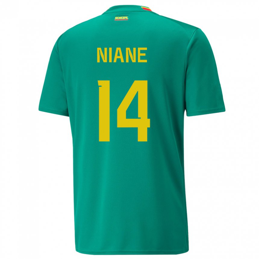 Enfant Maillot Sénégal Ibrahima Niane #14 Vert Tenues Extérieur 22-24 T-shirt Belgique