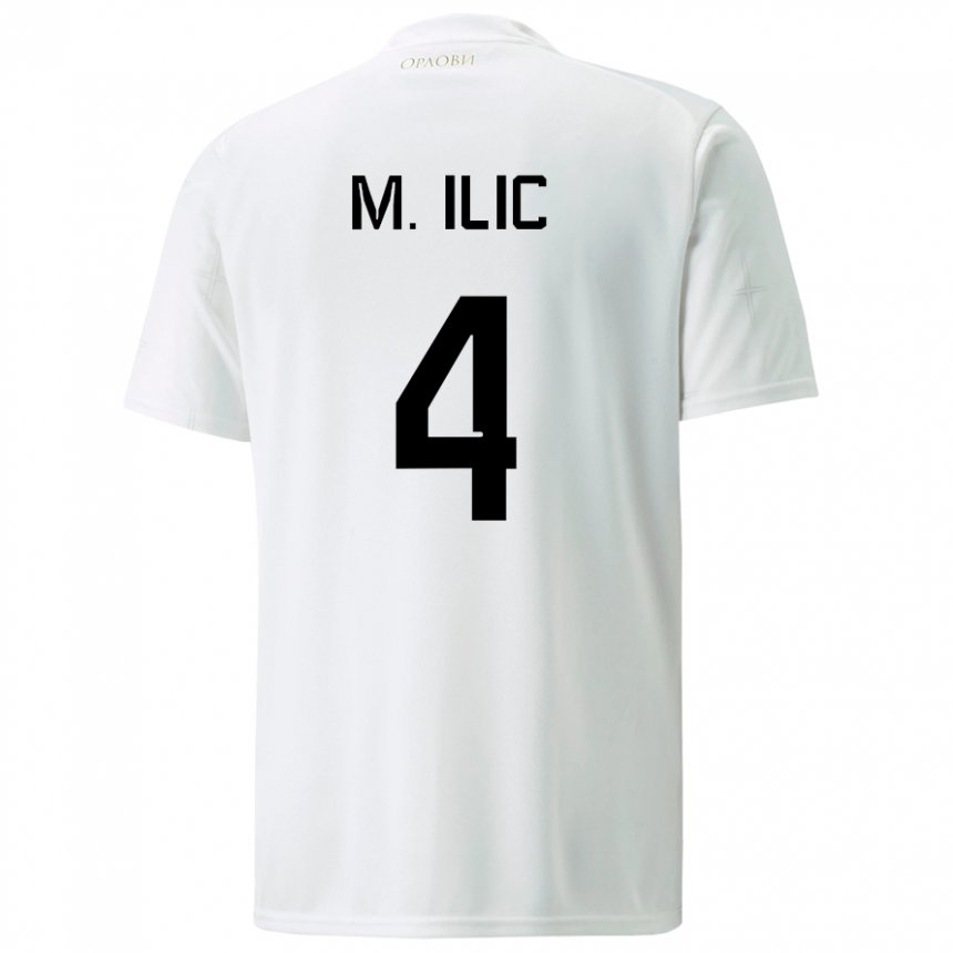 Kinder Serbische Marija Ilic #4 Weiß Auswärtstrikot Trikot 22-24 T-shirt Belgien
