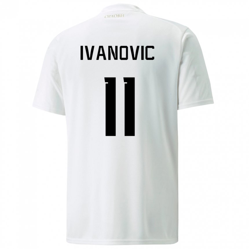 Kinder Serbische Miljana Ivanovic #11 Weiß Auswärtstrikot Trikot 22-24 T-shirt Belgien