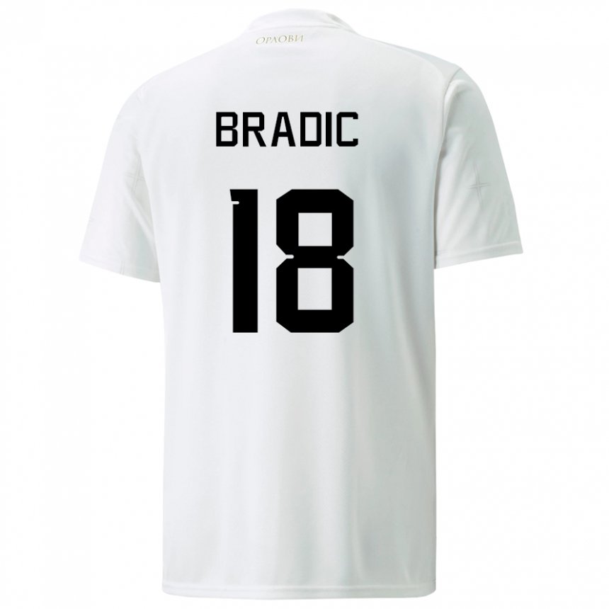 Kinder Serbische Biljana Bradic #18 Weiß Auswärtstrikot Trikot 22-24 T-shirt Belgien