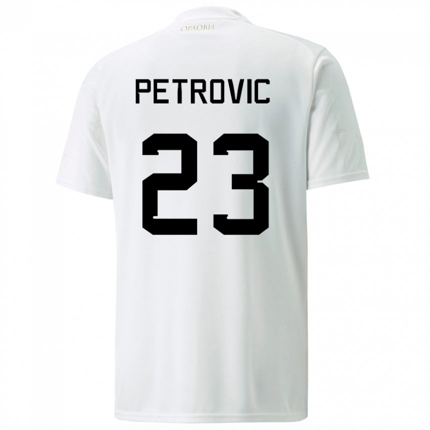 Kinder Serbische Jovana Petrovic #23 Weiß Auswärtstrikot Trikot 22-24 T-shirt Belgien