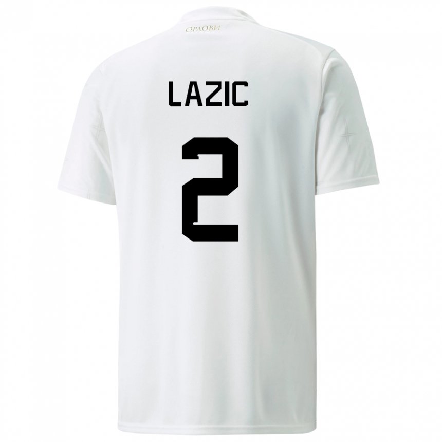Kinder Serbische Uros Lazic #2 Weiß Auswärtstrikot Trikot 22-24 T-shirt Belgien