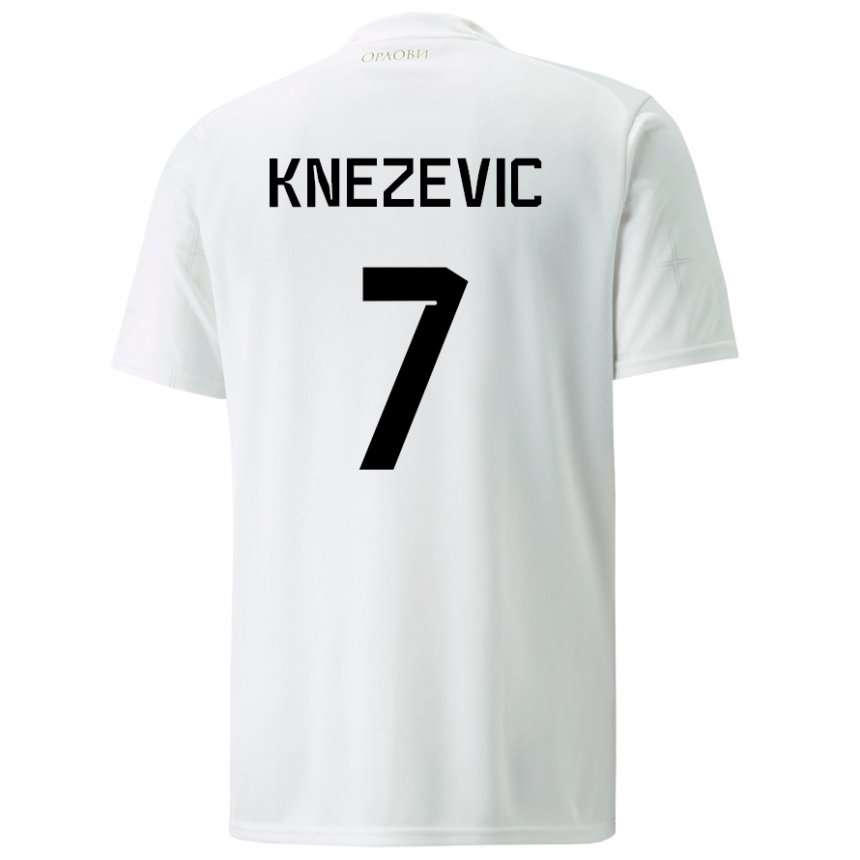 Kinder Serbische Nikola Knezevic #7 Weiß Auswärtstrikot Trikot 22-24 T-shirt Belgien