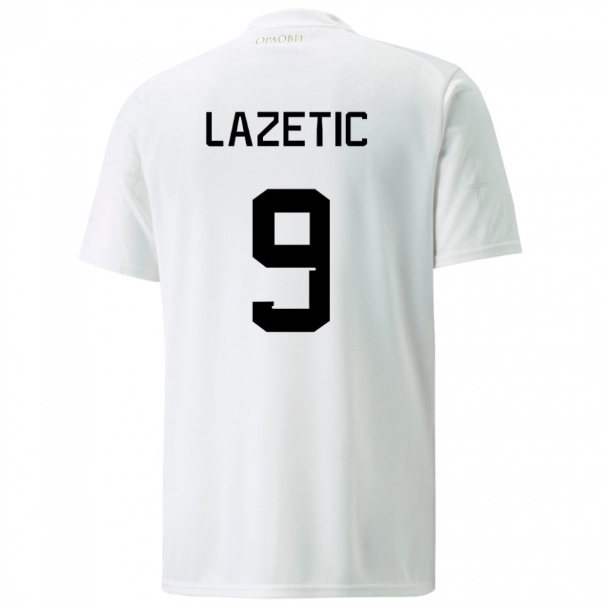 Kinder Serbische Marko Lazetic #9 Weiß Auswärtstrikot Trikot 22-24 T-shirt Belgien