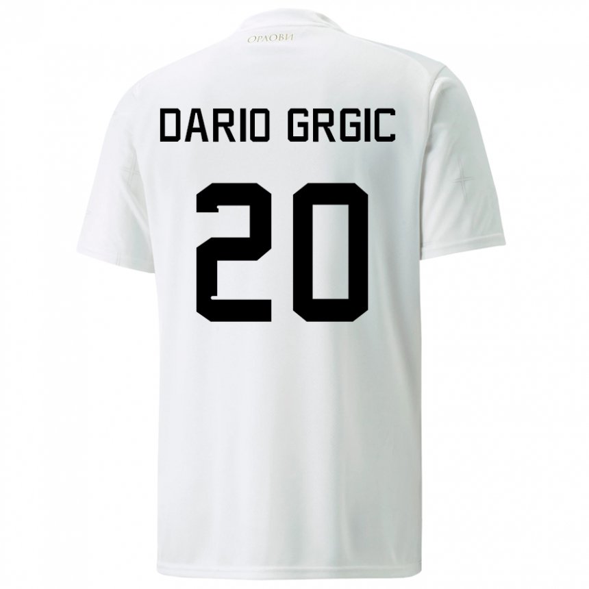 Kinder Serbische Dario Grgic #20 Weiß Auswärtstrikot Trikot 22-24 T-shirt Belgien