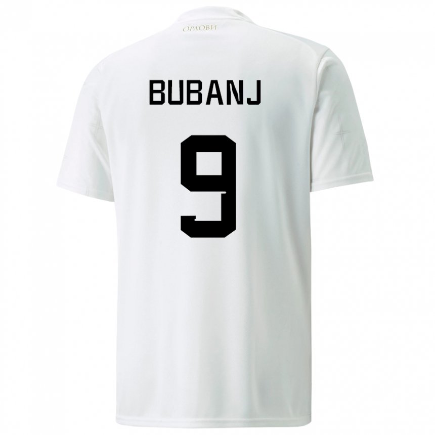 Kinder Serbische Mateja Bubanj #9 Weiß Auswärtstrikot Trikot 22-24 T-shirt Belgien