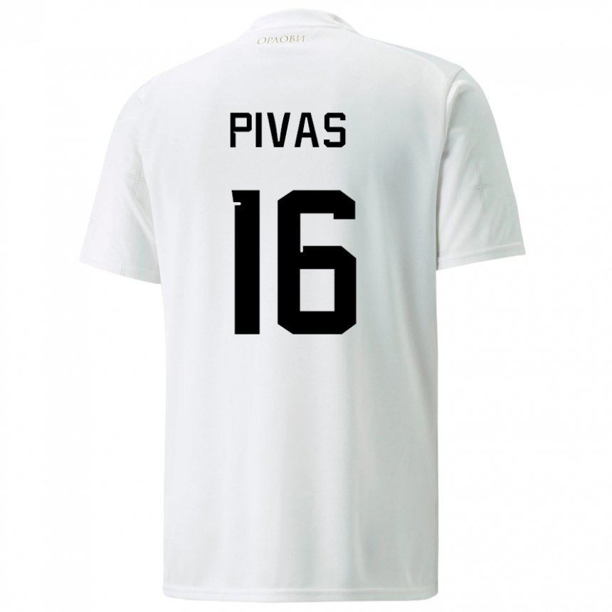 Kinder Serbische Miodrag Pivas #16 Weiß Auswärtstrikot Trikot 22-24 T-shirt Belgien