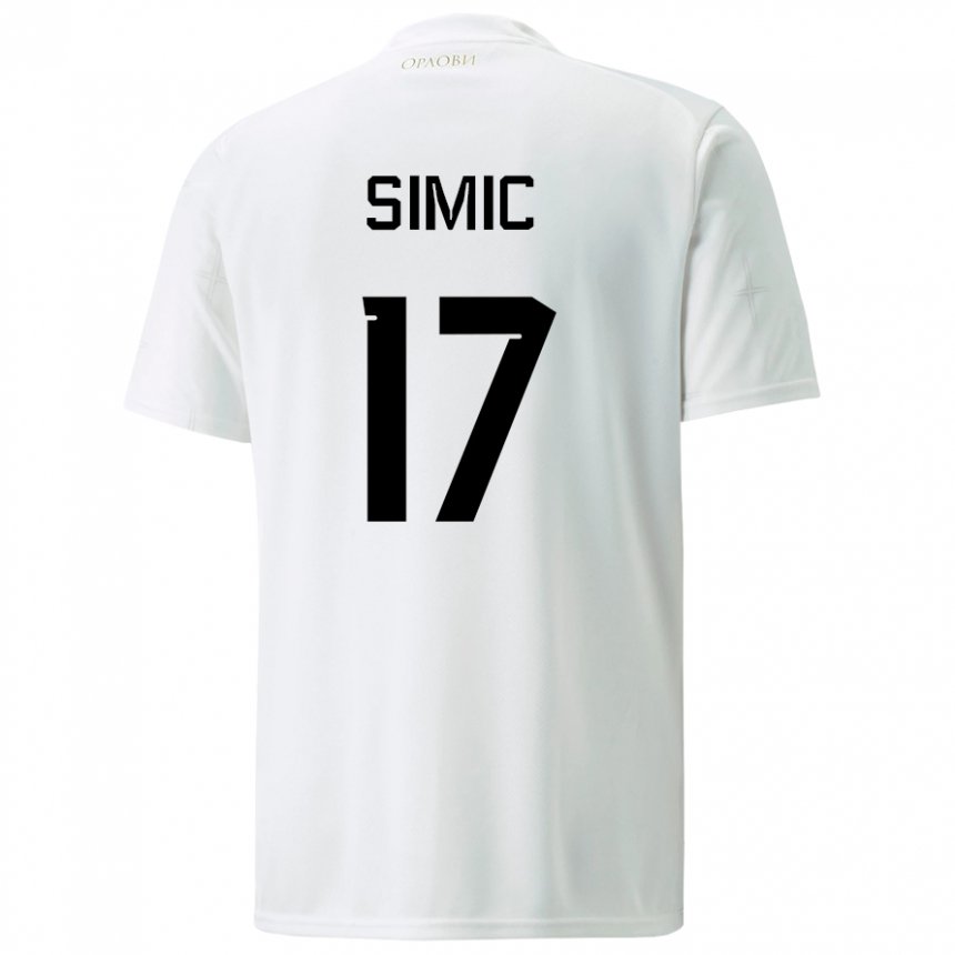 Kinder Serbische Jan Carlo Simic #17 Weiß Auswärtstrikot Trikot 22-24 T-shirt Belgien