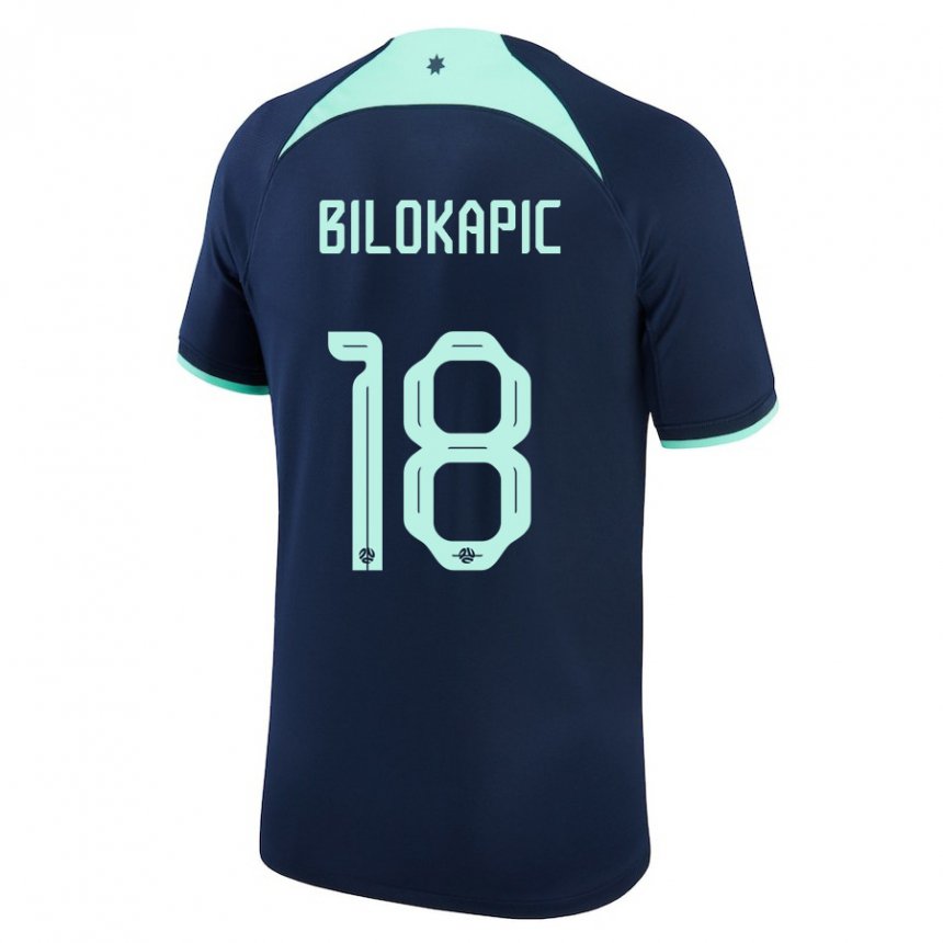 Kinder Australische Nicholas Bilokapic #18 Dunkelblau Auswärtstrikot Trikot 22-24 T-shirt Belgien