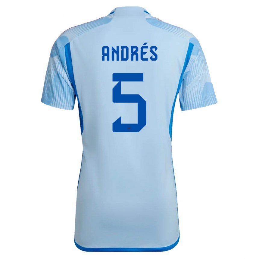 Kinder Spanische Ivana Andres #5 Himmelblau Auswärtstrikot Trikot 22-24 T-shirt Belgien