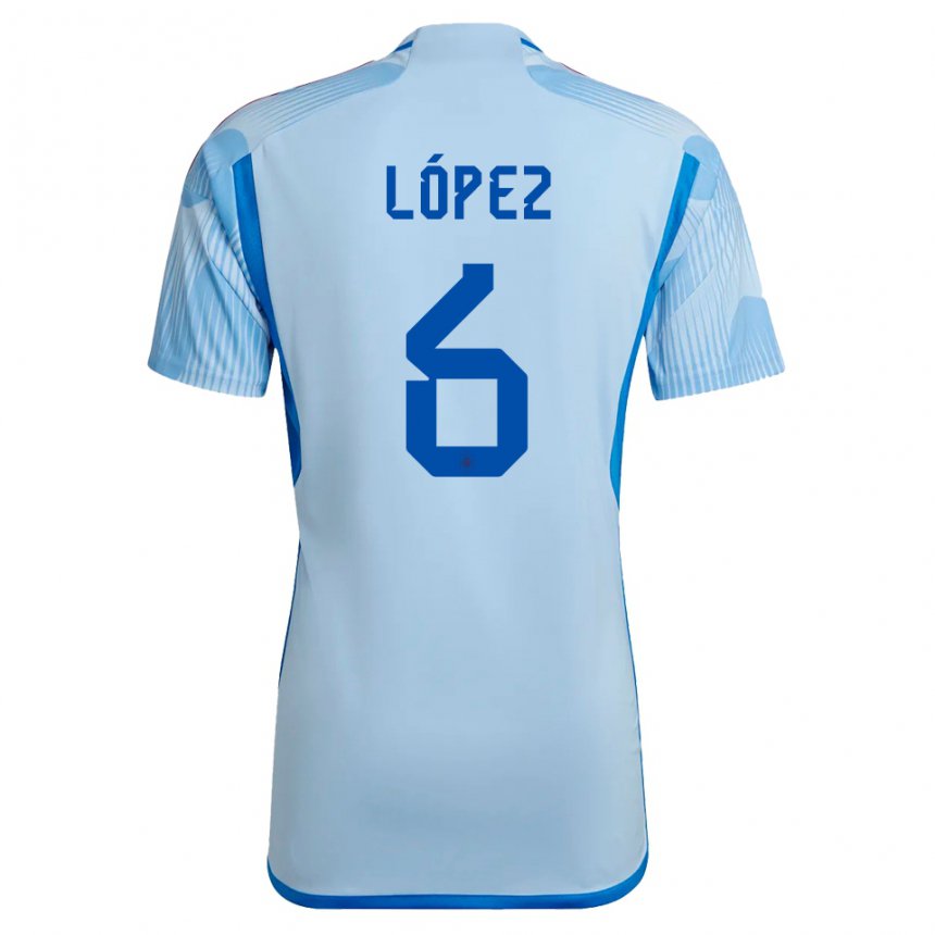 Kinder Spanische Maitane Lopez #6 Himmelblau Auswärtstrikot Trikot 22-24 T-shirt Belgien