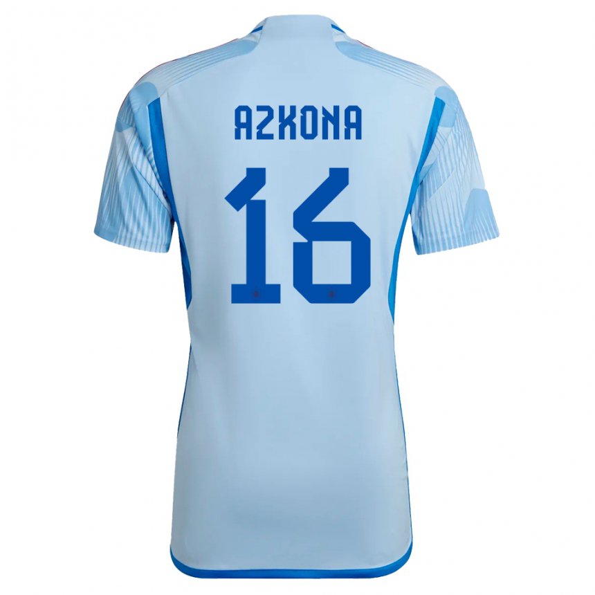 Kinder Spanische Ane Azkona #16 Himmelblau Auswärtstrikot Trikot 22-24 T-shirt Belgien