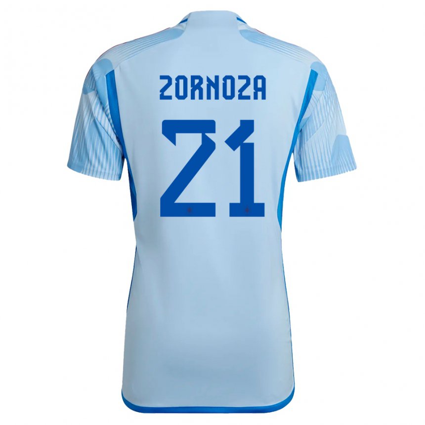Kinder Spanische Claudia Zornoza #21 Himmelblau Auswärtstrikot Trikot 22-24 T-shirt Belgien