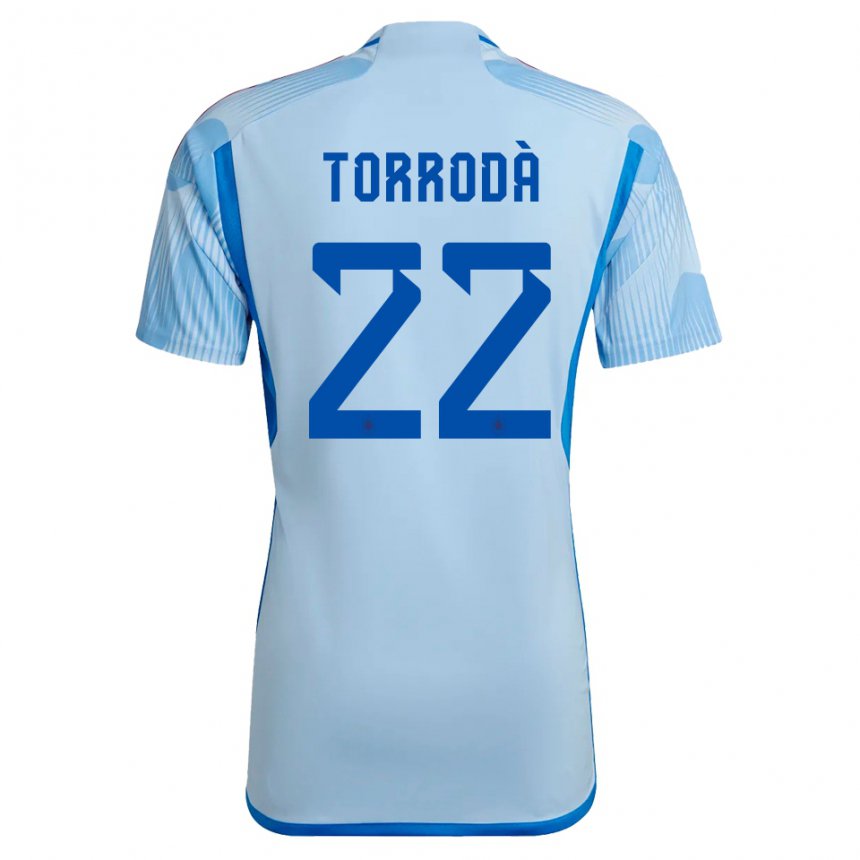 Kinder Spanische Anna Torroda #22 Himmelblau Auswärtstrikot Trikot 22-24 T-shirt Belgien