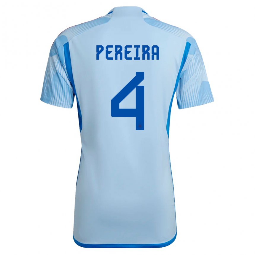 Kinder Spanische Andrea Pereira #4 Himmelblau Auswärtstrikot Trikot 22-24 T-shirt Belgien