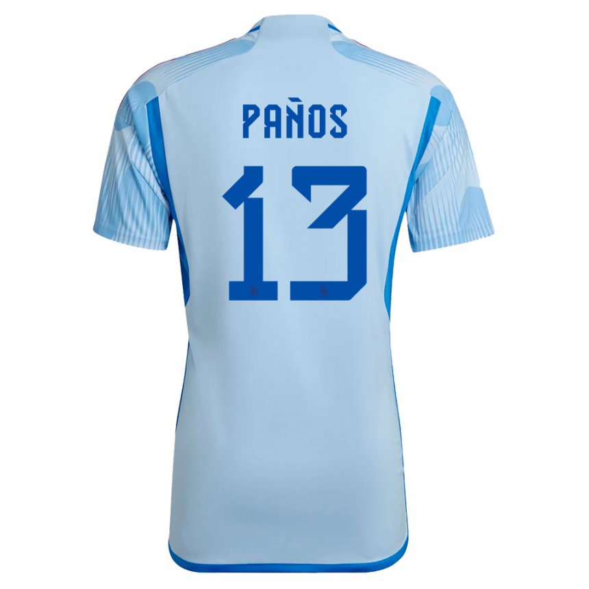 Kinder Spanische Sandra Panos #13 Himmelblau Auswärtstrikot Trikot 22-24 T-shirt Belgien