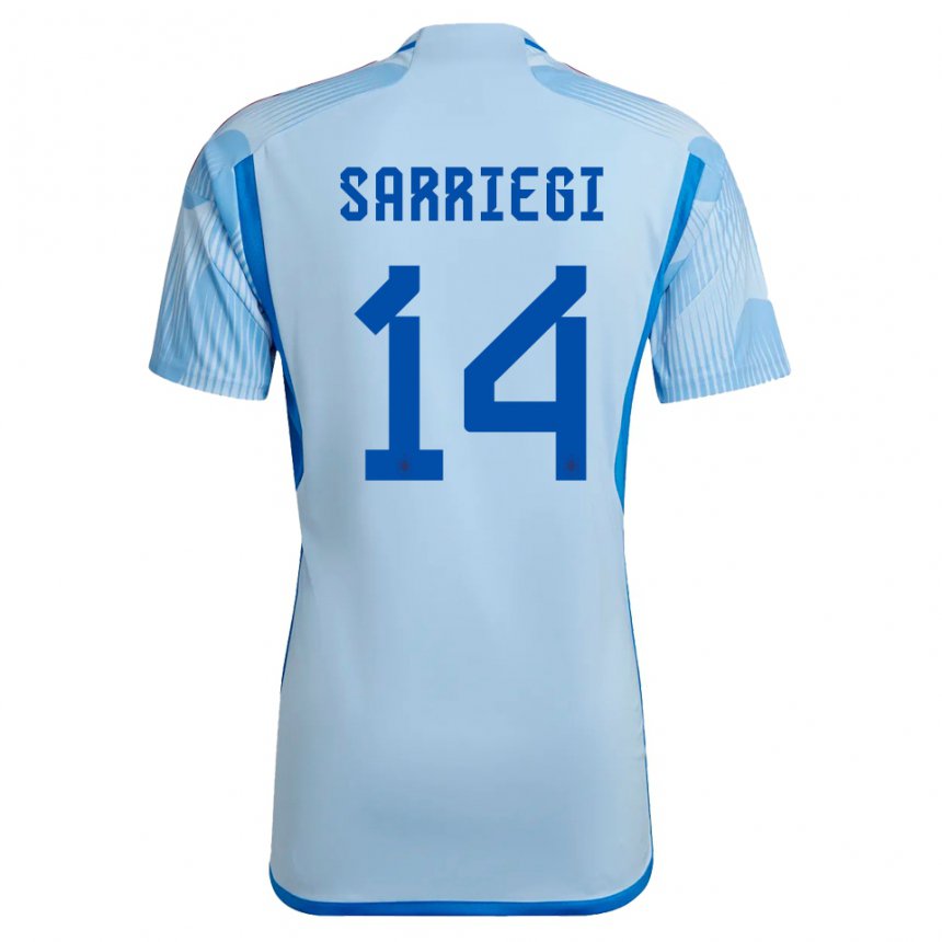 Kinder Spanische Amaiur Sarriegi #14 Himmelblau Auswärtstrikot Trikot 22-24 T-shirt Belgien