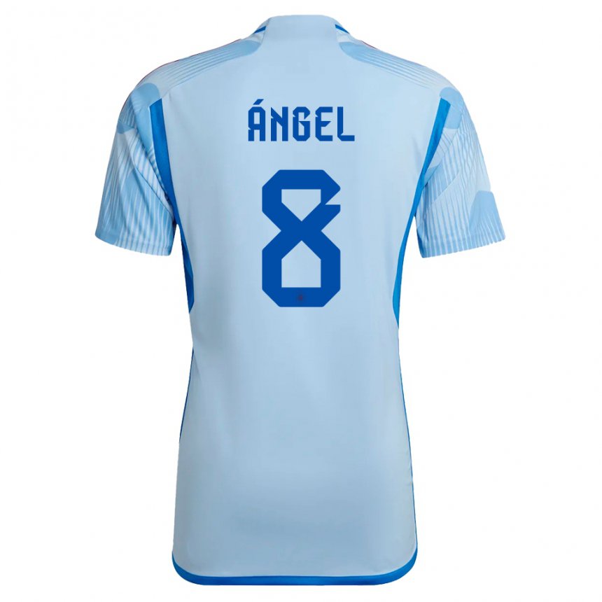 Kinder Spanische Manuel Angel #8 Himmelblau Auswärtstrikot Trikot 22-24 T-shirt Belgien