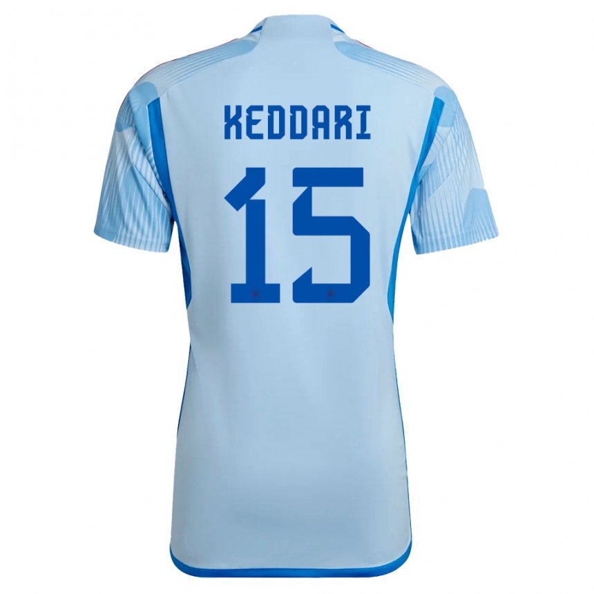 Kinder Spanische Wassim Keddari #15 Himmelblau Auswärtstrikot Trikot 22-24 T-shirt Belgien