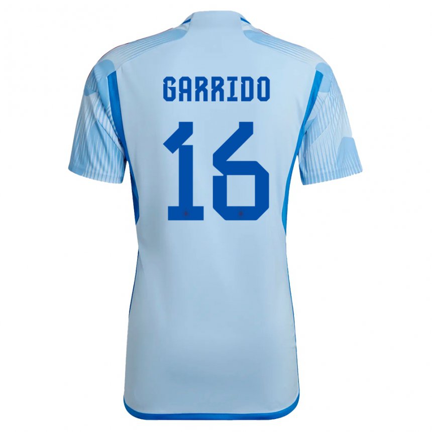 Kinder Spanische Aleix Garrido #16 Himmelblau Auswärtstrikot Trikot 22-24 T-shirt Belgien