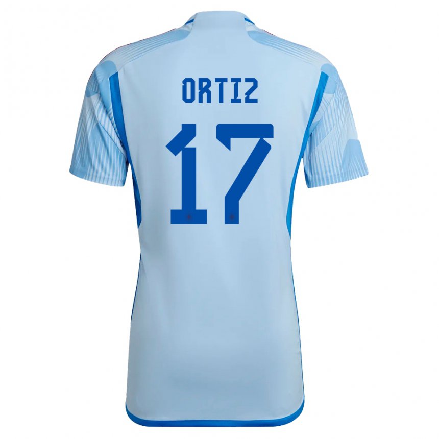 Kinder Spanische Angel Ortiz #17 Himmelblau Auswärtstrikot Trikot 22-24 T-shirt Belgien