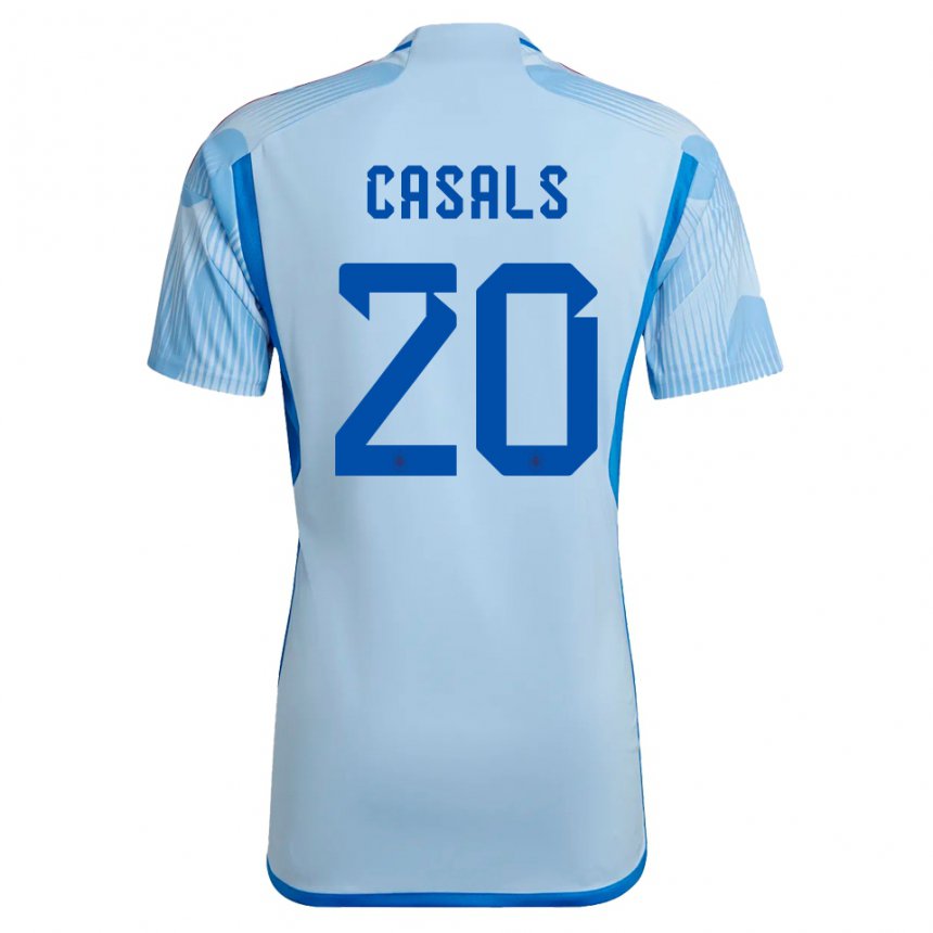 Kinder Spanische Joel Casals #20 Himmelblau Auswärtstrikot Trikot 22-24 T-shirt Belgien