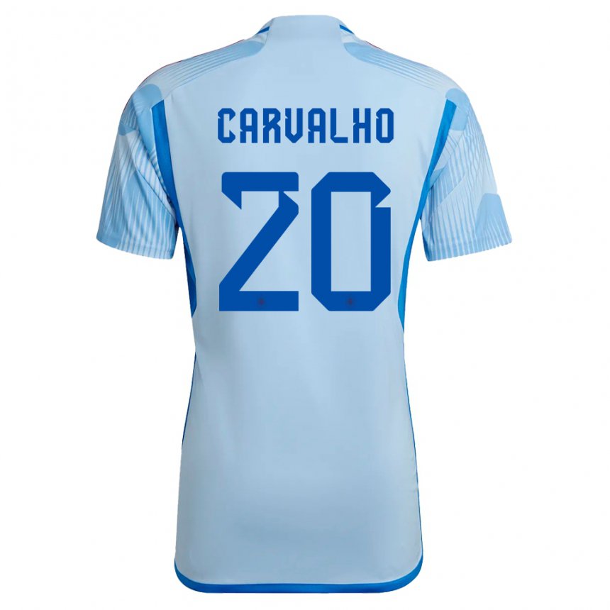 Kinder Spanische Miguel Carvalho #20 Himmelblau Auswärtstrikot Trikot 22-24 T-shirt Belgien