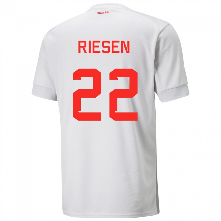 Kinder Schweizer Nadine Riesen #22 Weiß Auswärtstrikot Trikot 22-24 T-shirt Belgien
