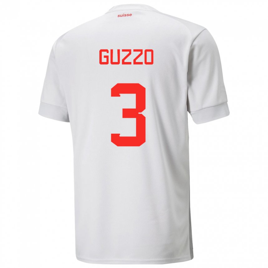 Kinder Schweizer Ramon Guzzo #3 Weiß Auswärtstrikot Trikot 22-24 T-shirt Belgien