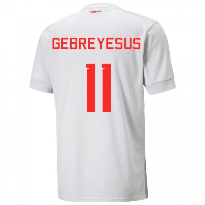 Kinder Schweizer Esey Gebreyesus #11 Weiß Auswärtstrikot Trikot 22-24 T-shirt Belgien
