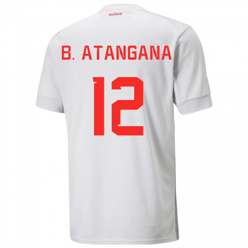 Kinder Schweizer Brian Ernest Atangana #12 Weiß Auswärtstrikot Trikot 22-24 T-shirt Belgien