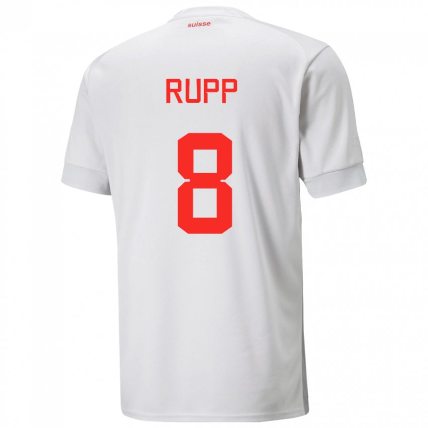 Kinder Schweizer Noah Rupp #8 Weiß Auswärtstrikot Trikot 22-24 T-shirt Belgien