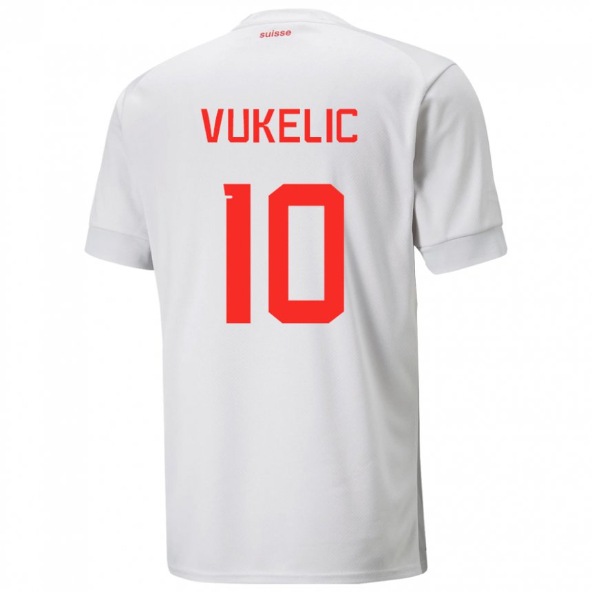 Kinder Schweizer Mile Vukelic #10 Weiß Auswärtstrikot Trikot 22-24 T-shirt Belgien