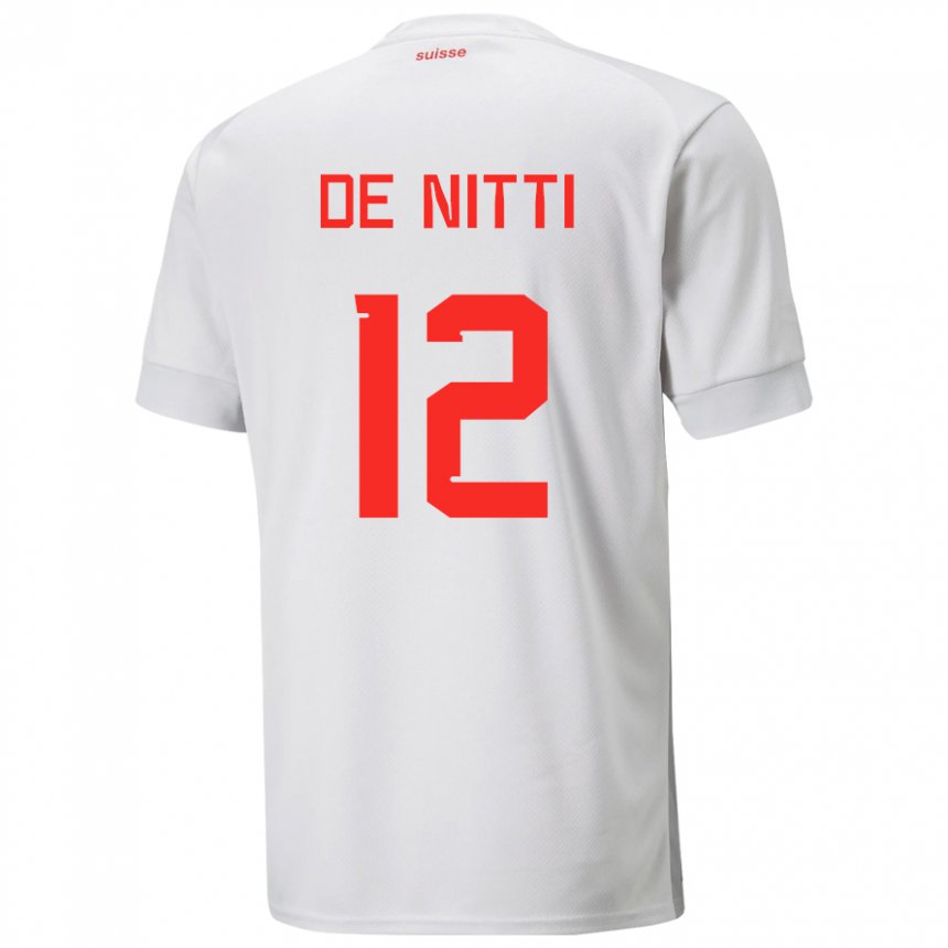 Kinder Schweizer Gianni De Nitti #12 Weiß Auswärtstrikot Trikot 22-24 T-shirt Belgien
