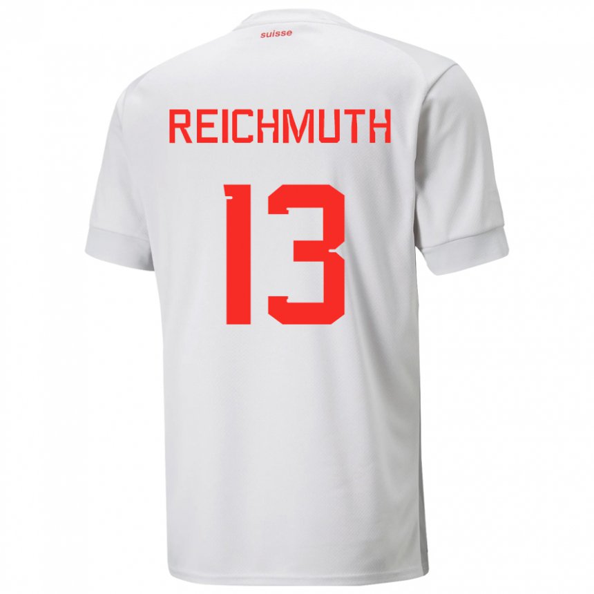 Kinder Schweizer Miguel Reichmuth #13 Weiß Auswärtstrikot Trikot 22-24 T-shirt Belgien