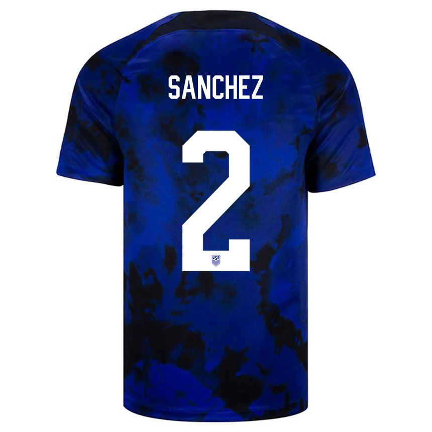 Kinder Us-amerikanische Ashley Sanchez #2 Königsblau Auswärtstrikot Trikot 22-24 T-shirt Belgien