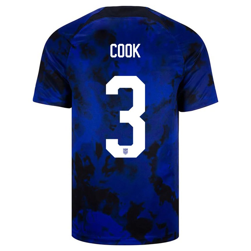 Kinder Us-amerikanische Alana Cook #3 Königsblau Auswärtstrikot Trikot 22-24 T-shirt Belgien