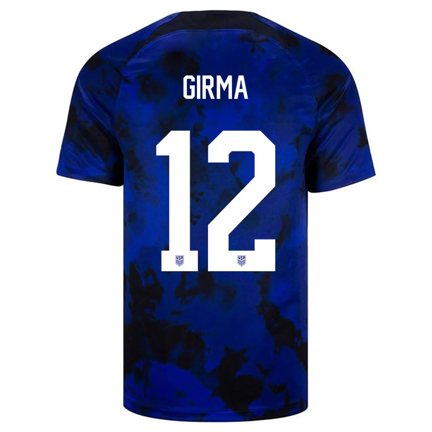 Kinder Us-amerikanische Naomi Girma #12 Königsblau Auswärtstrikot Trikot 22-24 T-shirt Belgien