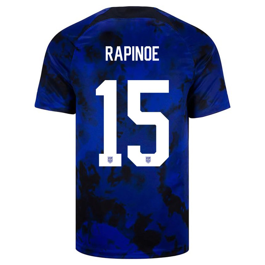 Kinder Us-amerikanische Megan Rapinoe #15 Königsblau Auswärtstrikot Trikot 22-24 T-shirt Belgien