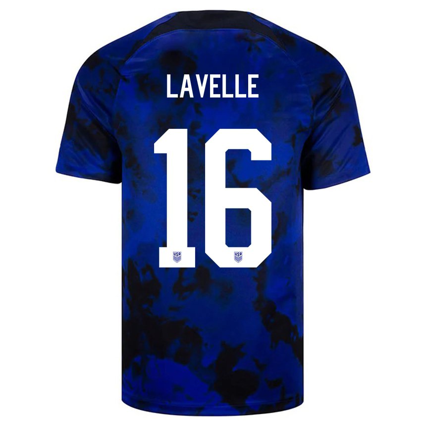 Kinder Us-amerikanische Rose Lavelle #16 Königsblau Auswärtstrikot Trikot 22-24 T-shirt Belgien