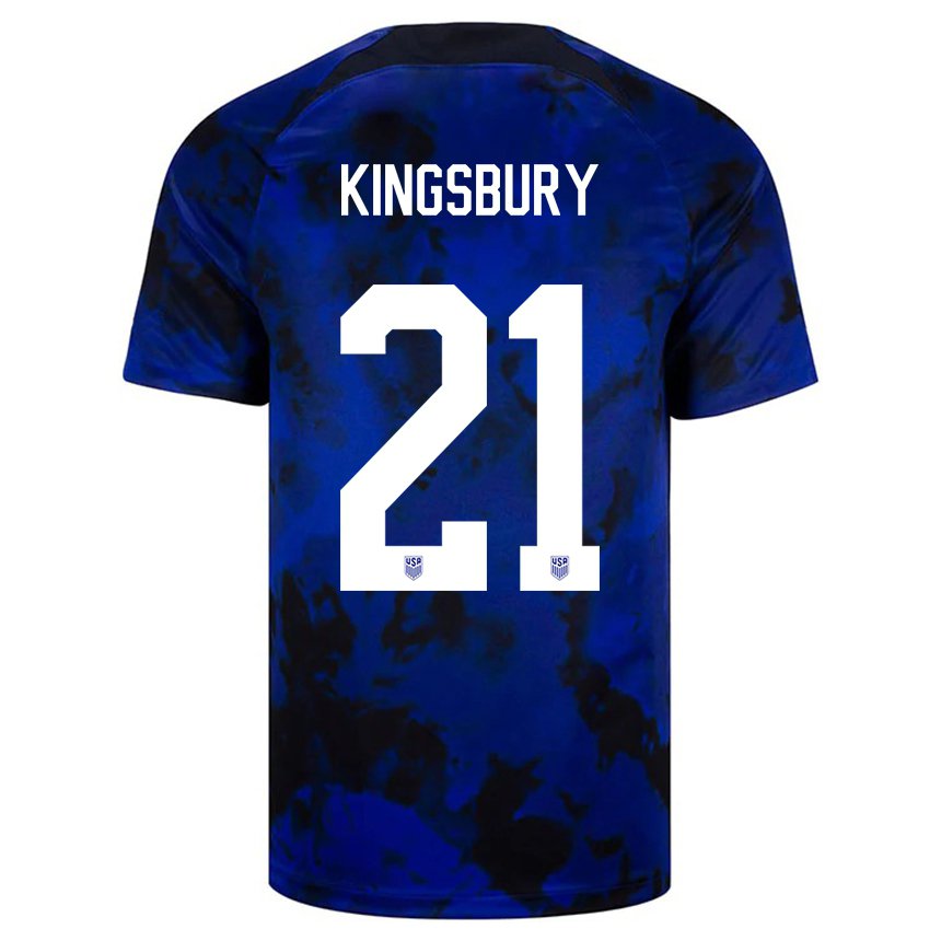 Kinder Us-amerikanische Aubrey Kingsbury #21 Königsblau Auswärtstrikot Trikot 22-24 T-shirt Belgien