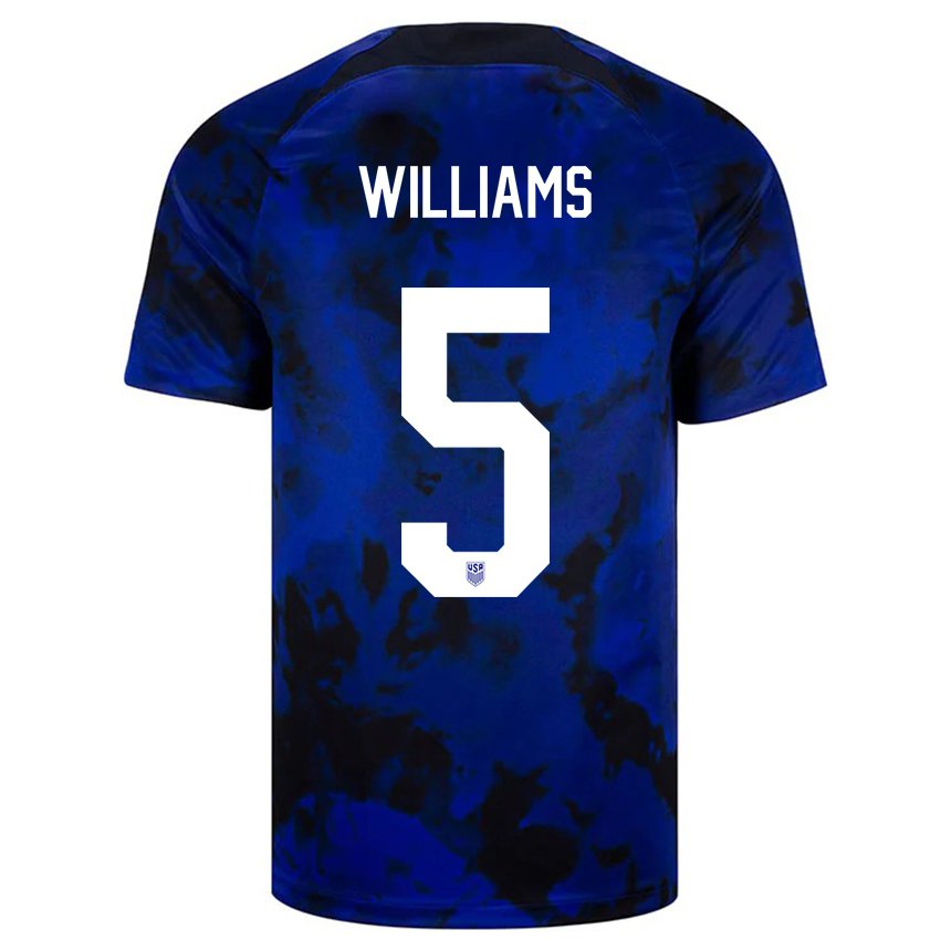 Kinder Us-amerikanische Thomas Williams #5 Königsblau Auswärtstrikot Trikot 22-24 T-shirt Belgien