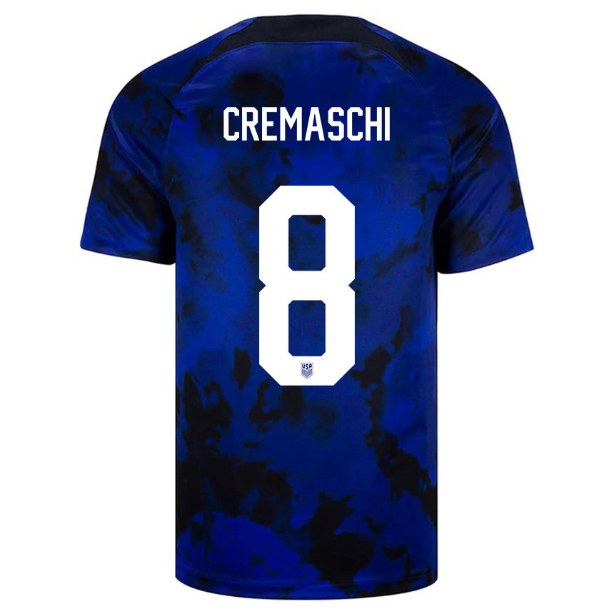 Kinder Us-amerikanische Benjamin Cremaschi #8 Königsblau Auswärtstrikot Trikot 22-24 T-shirt Belgien