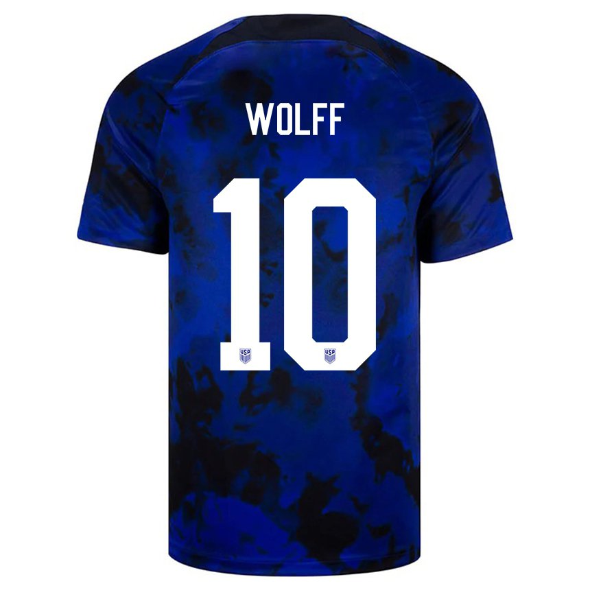 Kinder Us-amerikanische Owen Wolff #10 Königsblau Auswärtstrikot Trikot 22-24 T-shirt Belgien