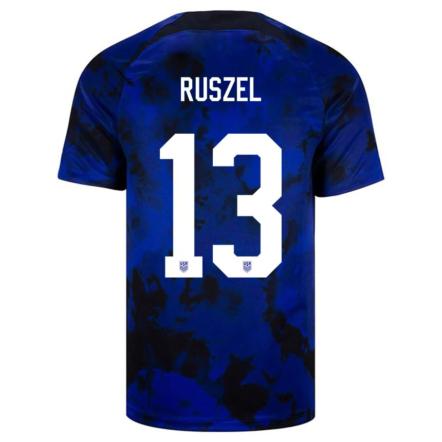 Kinder Us-amerikanische Marcel Ruszel #13 Königsblau Auswärtstrikot Trikot 22-24 T-shirt Belgien
