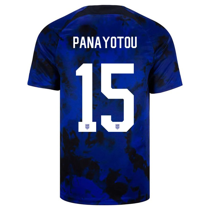 Kinder Us-amerikanische Jack Panayotou #15 Königsblau Auswärtstrikot Trikot 22-24 T-shirt Belgien