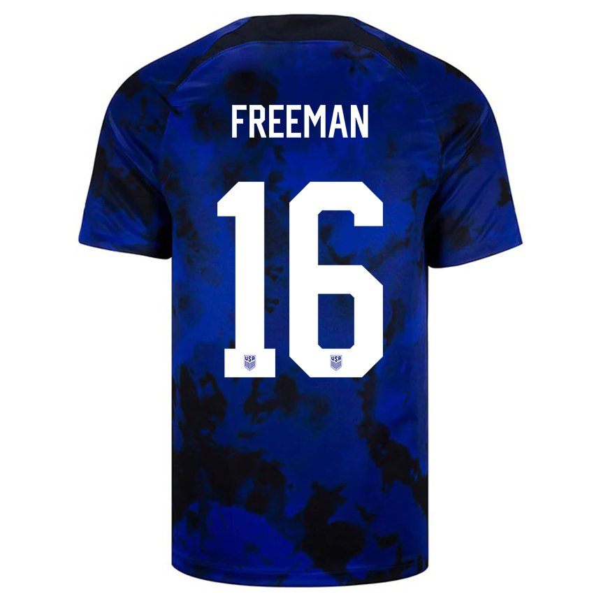 Enfant Maillot États-unis Alex Freeman #16 Bleu Royal Tenues Extérieur 22-24 T-shirt Belgique