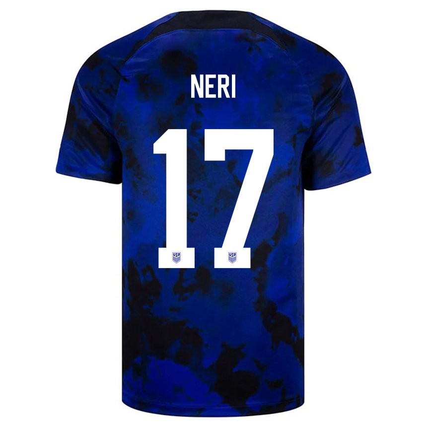 Kinder Us-amerikanische Rodrigo Neri #17 Königsblau Auswärtstrikot Trikot 22-24 T-shirt Belgien