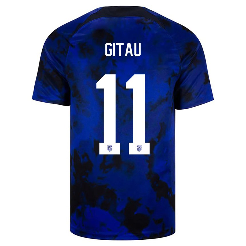 Kinder Us-amerikanische Andre Gitau #11 Königsblau Auswärtstrikot Trikot 22-24 T-shirt Belgien