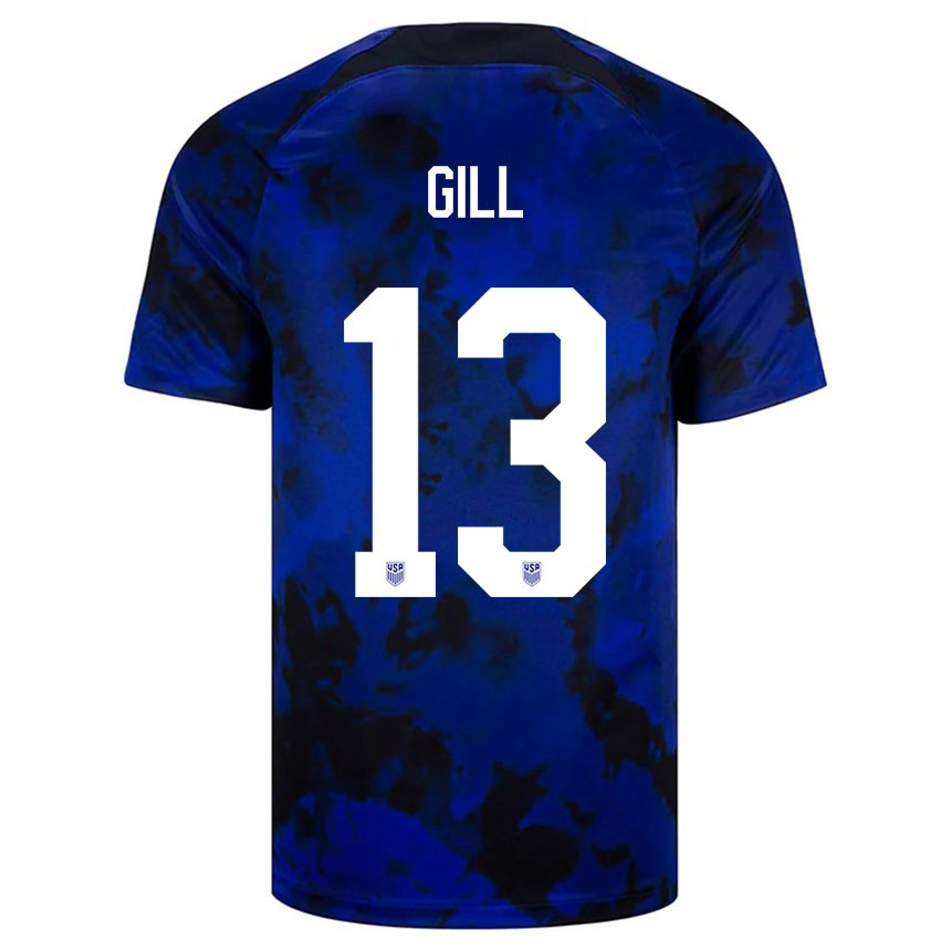 Kinder Us-amerikanische Adrian Gill #13 Königsblau Auswärtstrikot Trikot 22-24 T-shirt Belgien